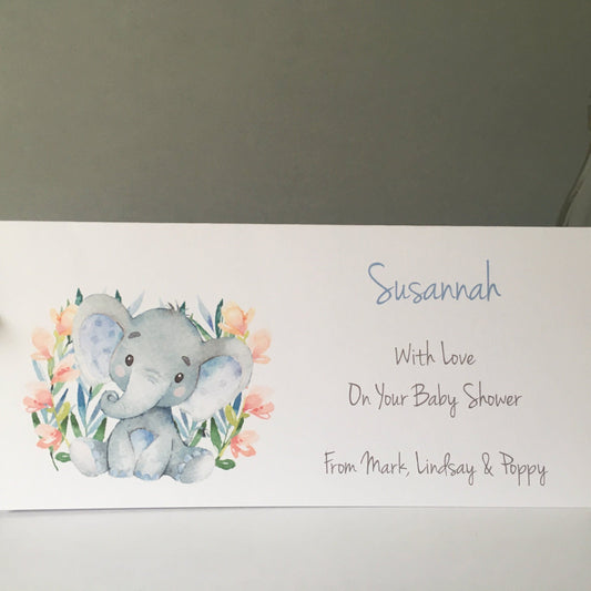 Personalised Watercolour Elephant New Baby Shower Gift Wallet