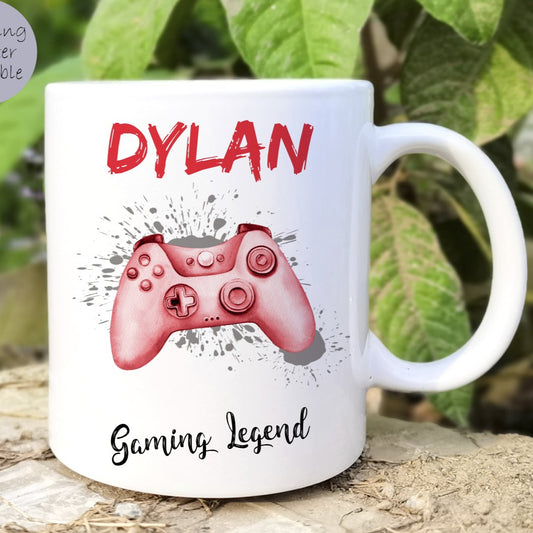 Personalised Gaming Mug Red christmas gift present for boy