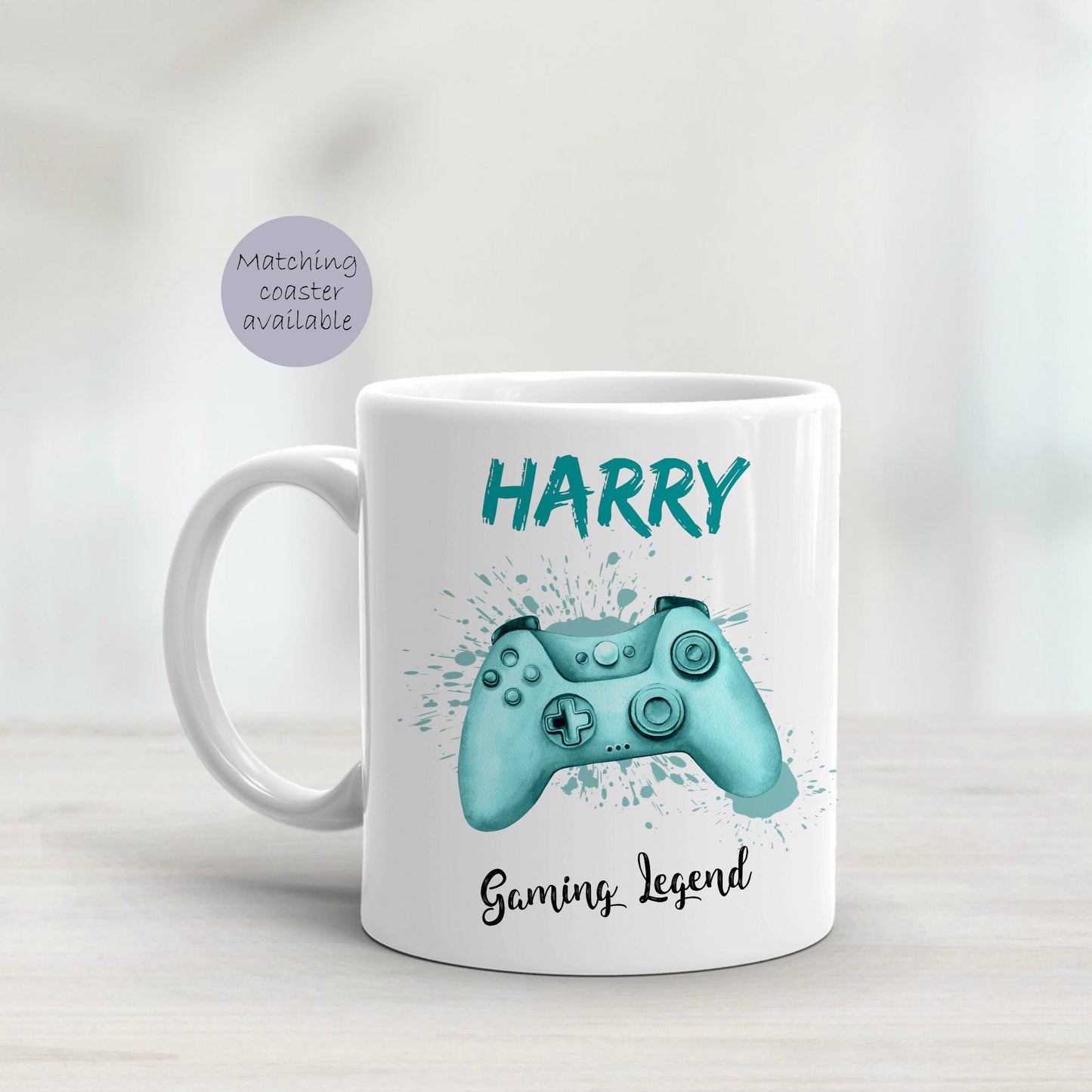 Personalised Gaming Mug Aqua Green gift for boy