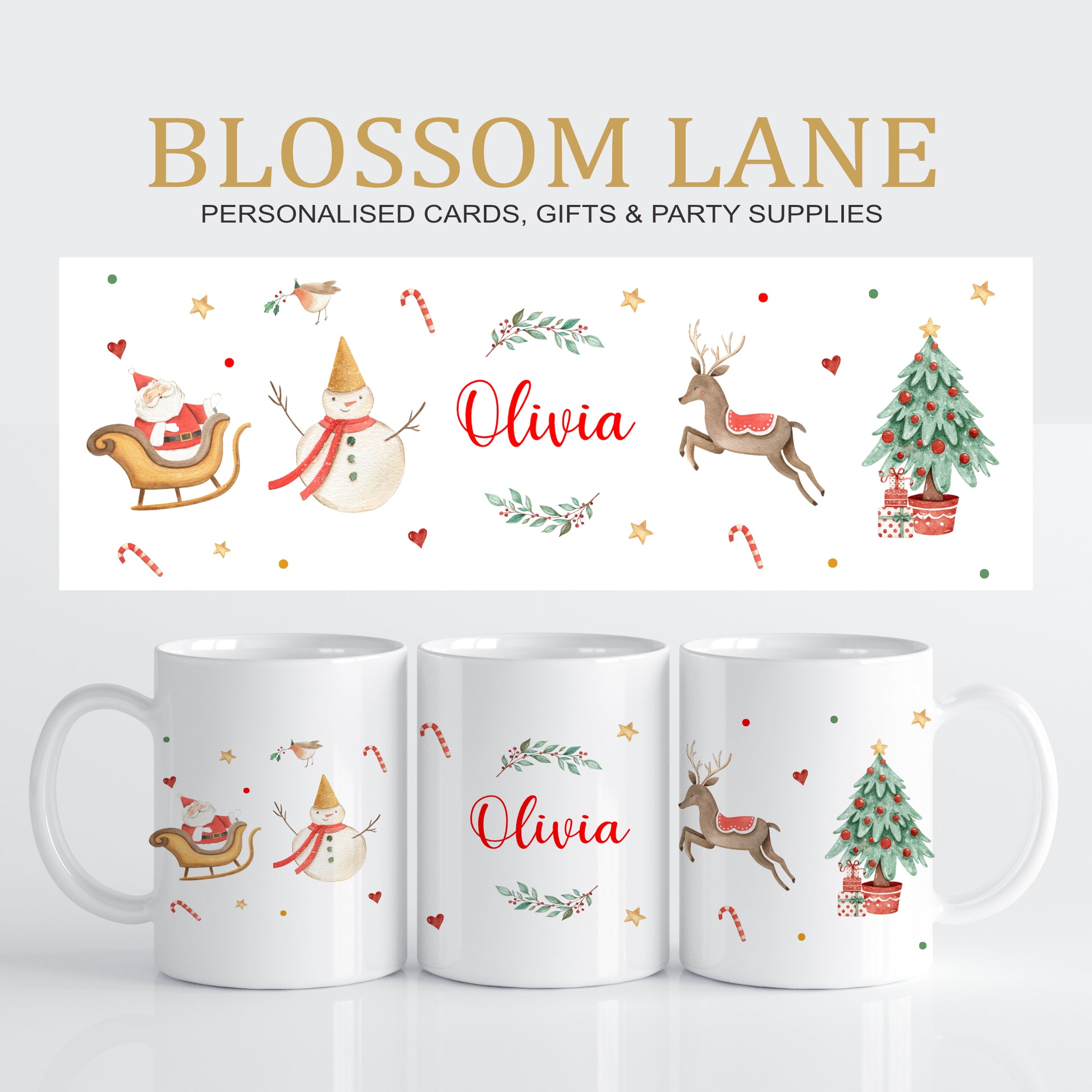 Personalised Santa Snowman Christmas Mug