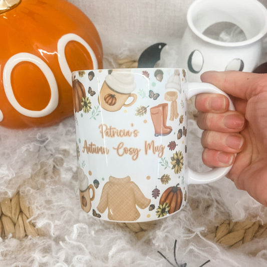 Personalised Autumn Ceramic Mug Cosy Vibes