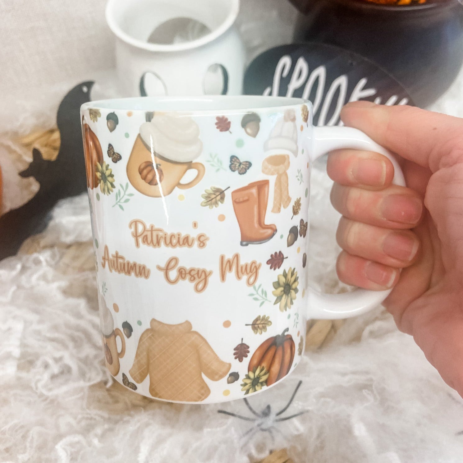 Personalised Autumn Ceramic Mug Cosy Vibes