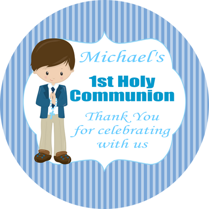 Personalised First Holy Communion Stickers Blue Boy