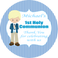 Personalised First Holy Communion Stickers Blue Boy