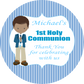Personalised First Holy Communion Stickers Blue Boy