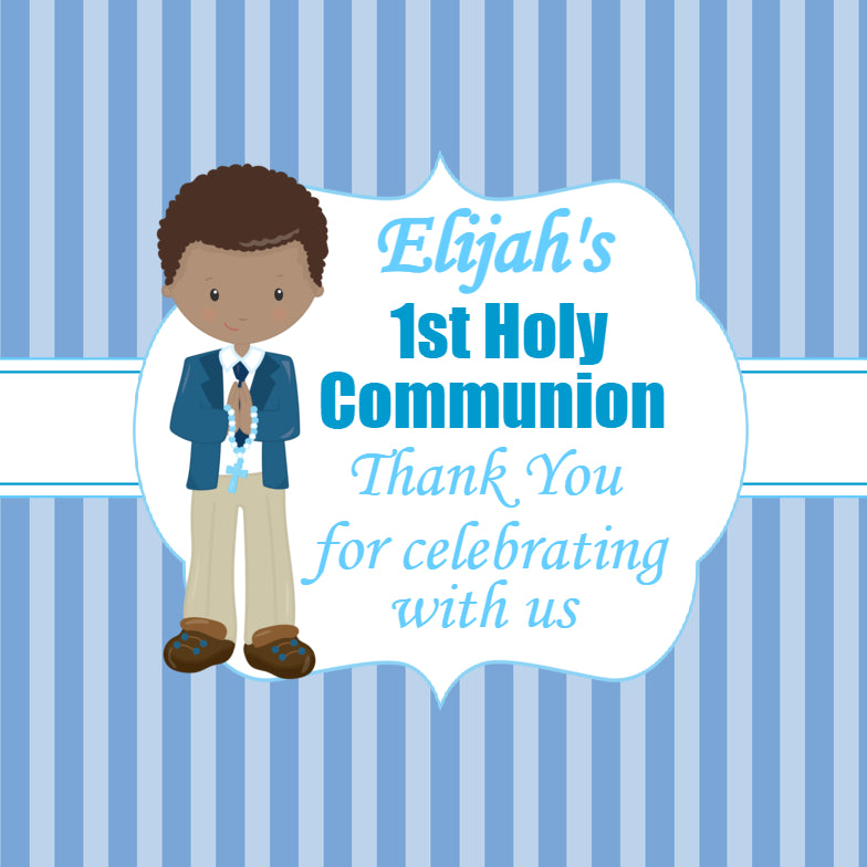 Personalised First Holy Communion Stickers Blue Boy