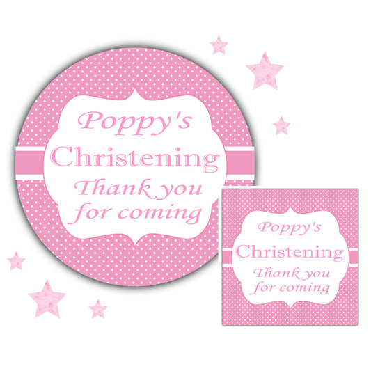 Personalised Christening Stickers Pink