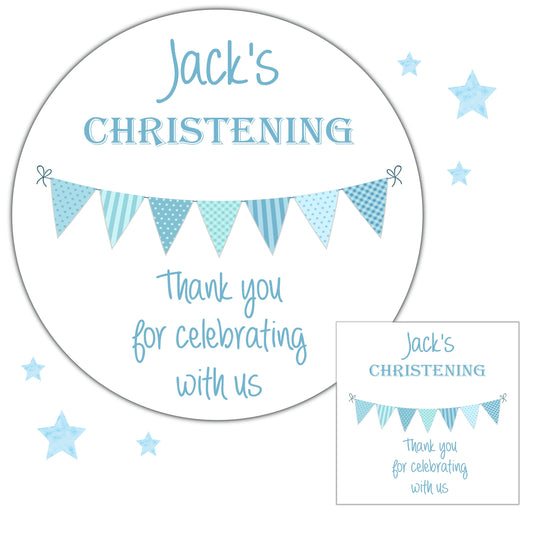 Personalised Christening Party Stickers Bunting