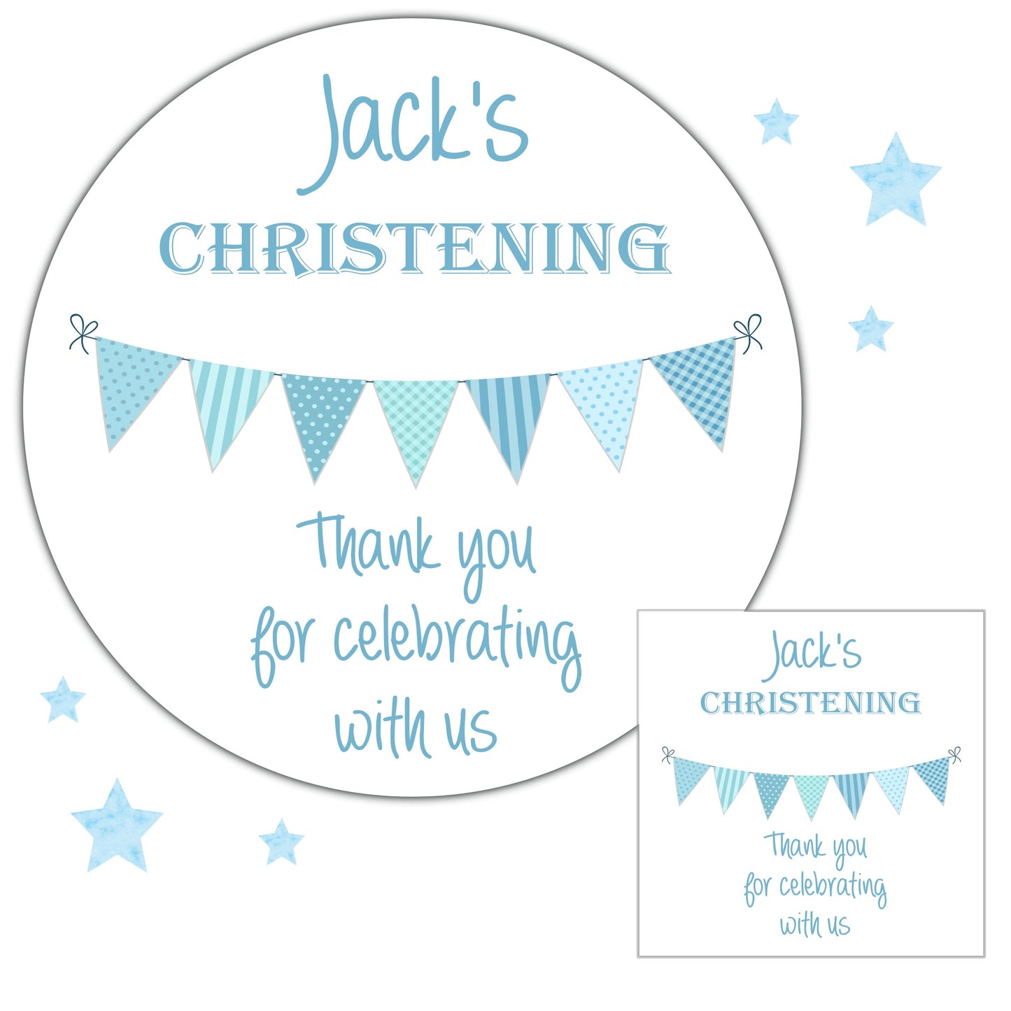 Personalised Christening Party Stickers Bunting
