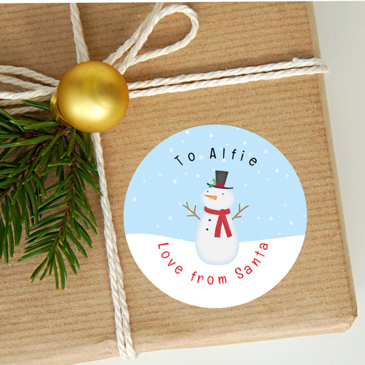 Personalised Snowman Christmas Stickers