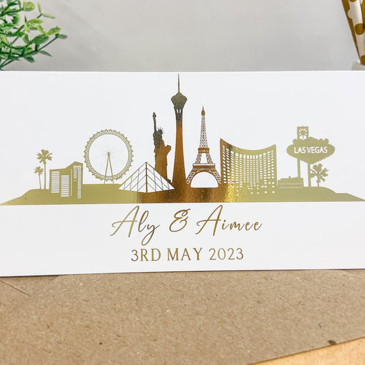 Personalised Foil Voucher Wedding Money Gift Card Congratulations Las Vegas