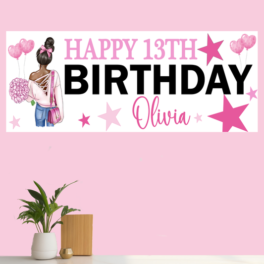 Personalised Birthday Party Banner Teenage Girl