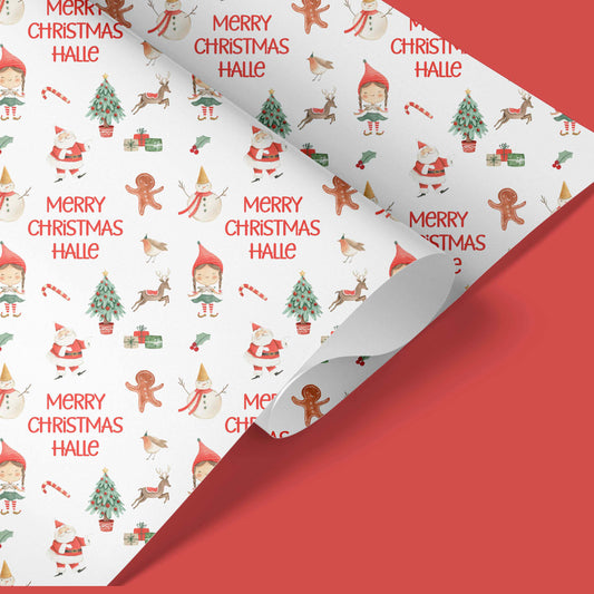 Personalised Christmas Wrapping Paper Elf Girl