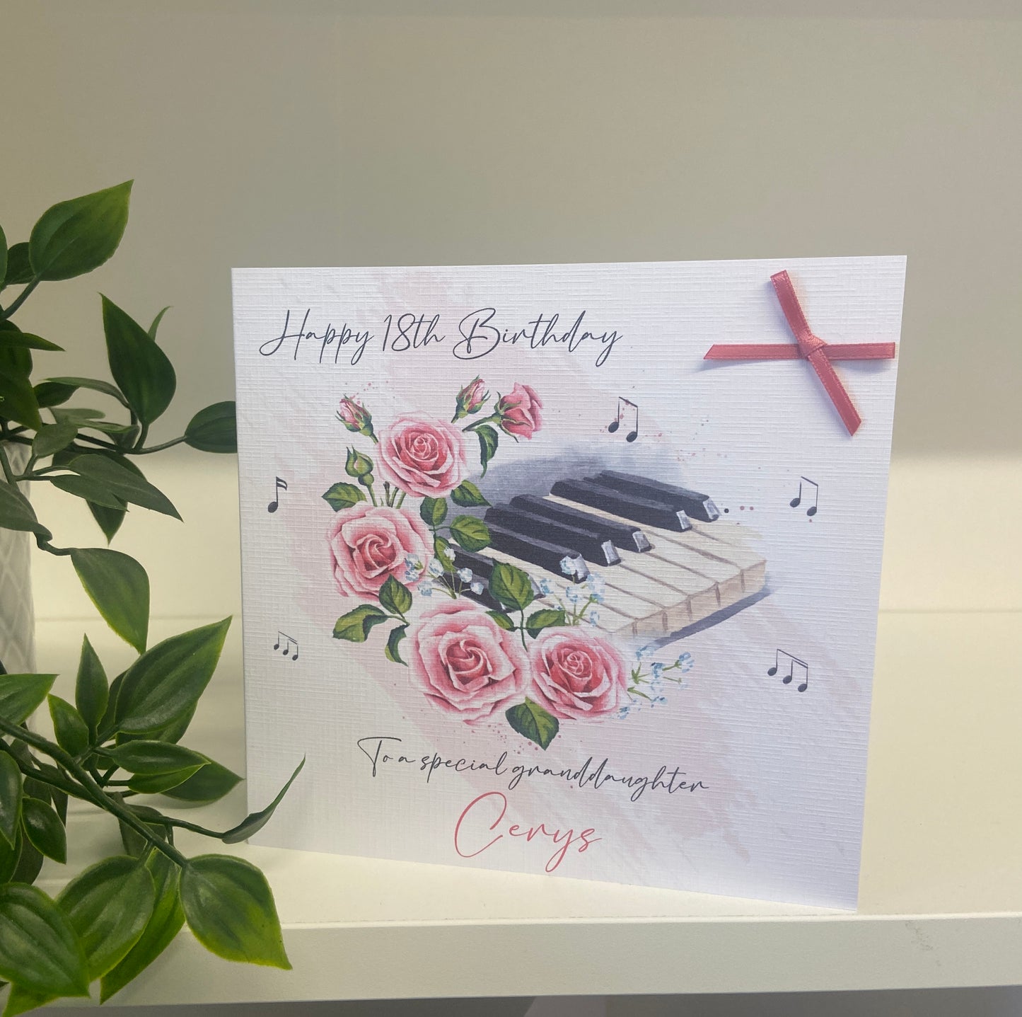 Personalised Birthday Card Female Music Piano
