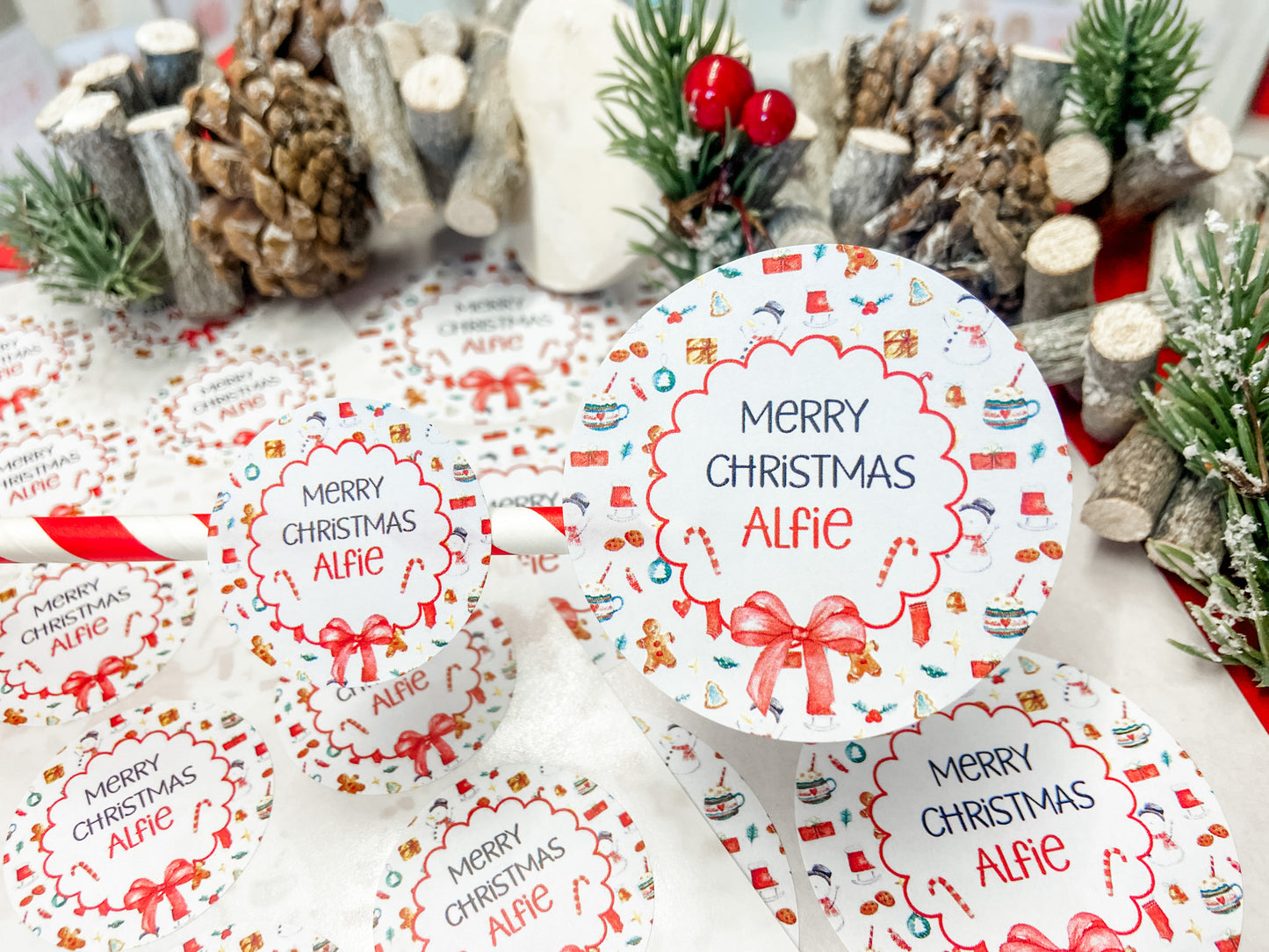 Personalised Christmas Stickers, Gift Labels, Christmas Elements