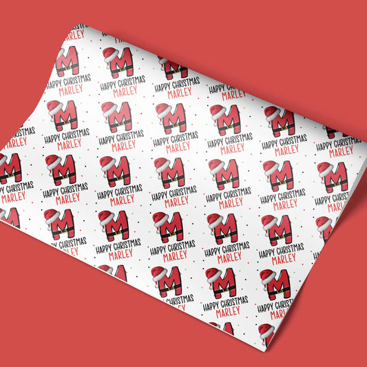 Personalised Christmas Wrapping Paper Santa Initial