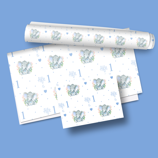 Personalised Birthday Wrapping Paper Boy Elephant
