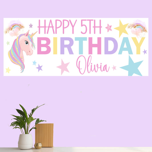 Personalised Unicorn Birthday Party Banner