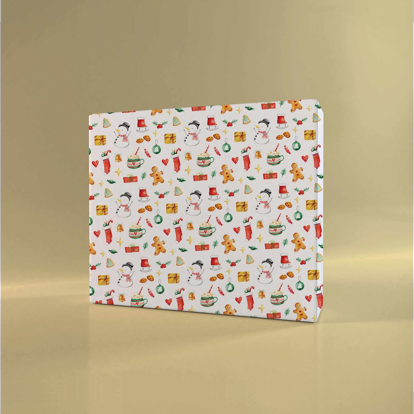 Christmas Wrapping Paper Snowman Gingerbread Stocking