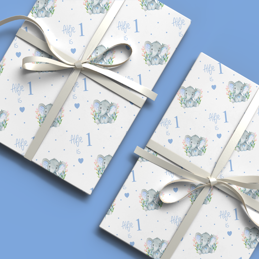 Personalised Birthday Wrapping Paper Boy Elephant