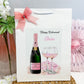 Personalised Retirement Card Pink Floral Champagne