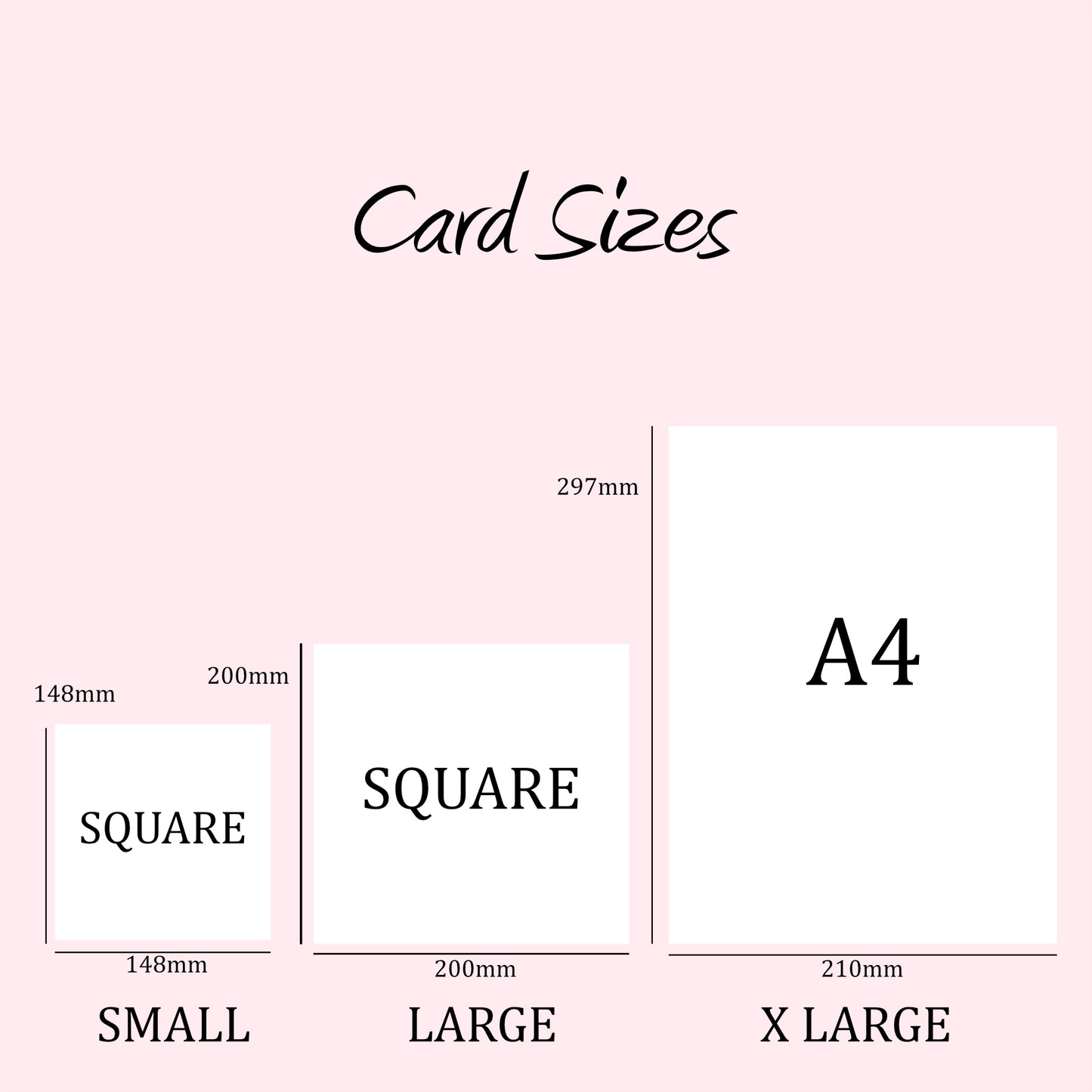 a card size guide for square and square sizes