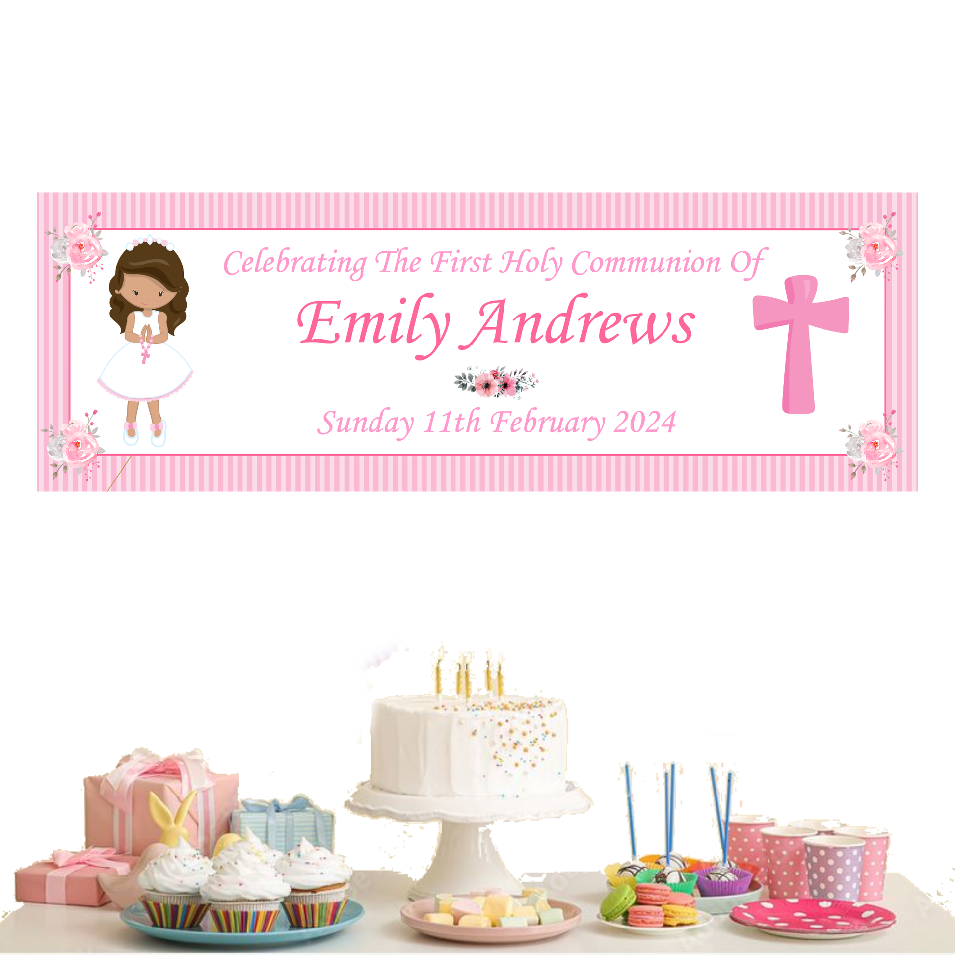 a table topped with a cake and cupcakes
