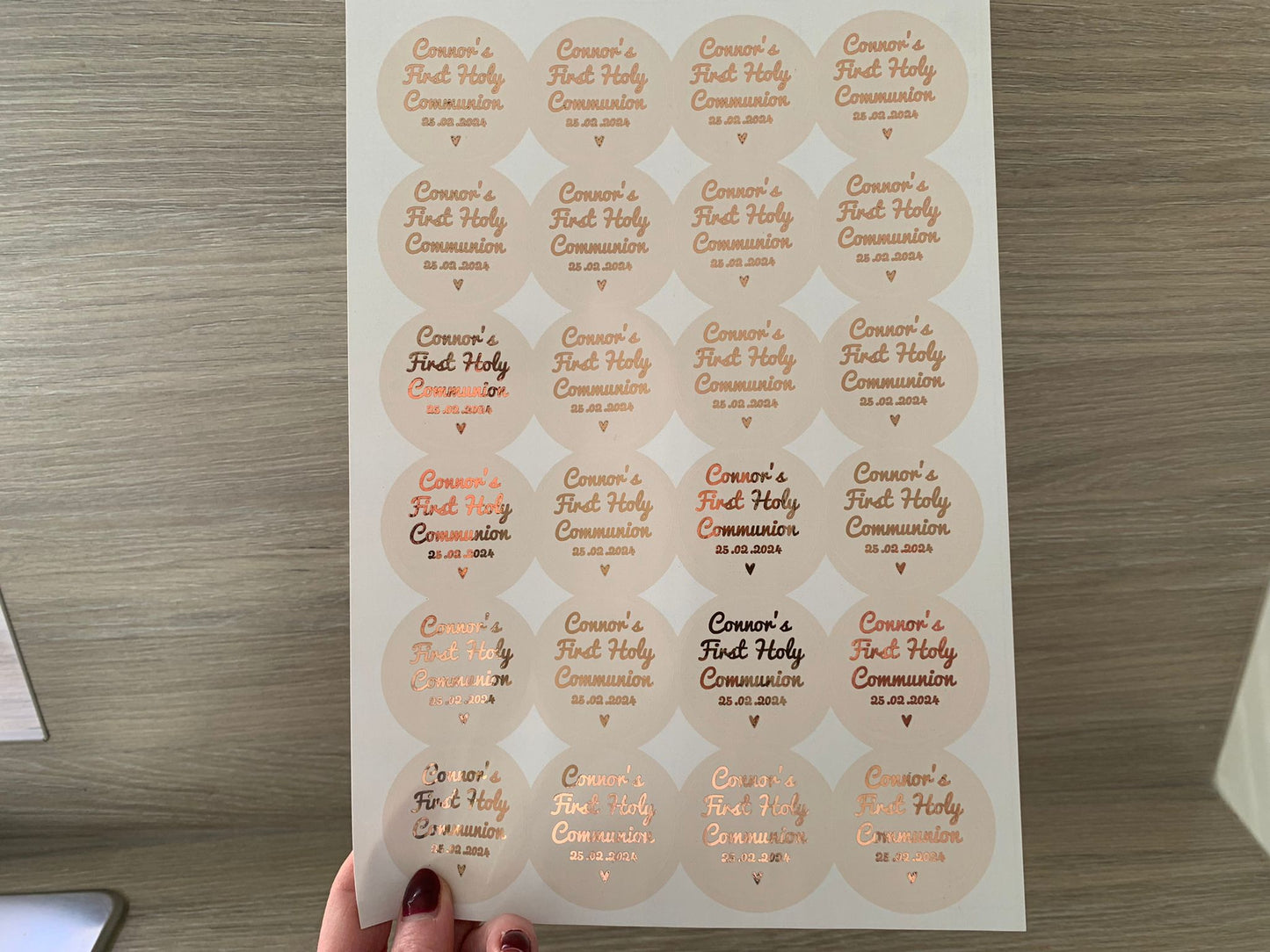 Personalised Gloss Foil First Holy Communion Party Bag Stickers