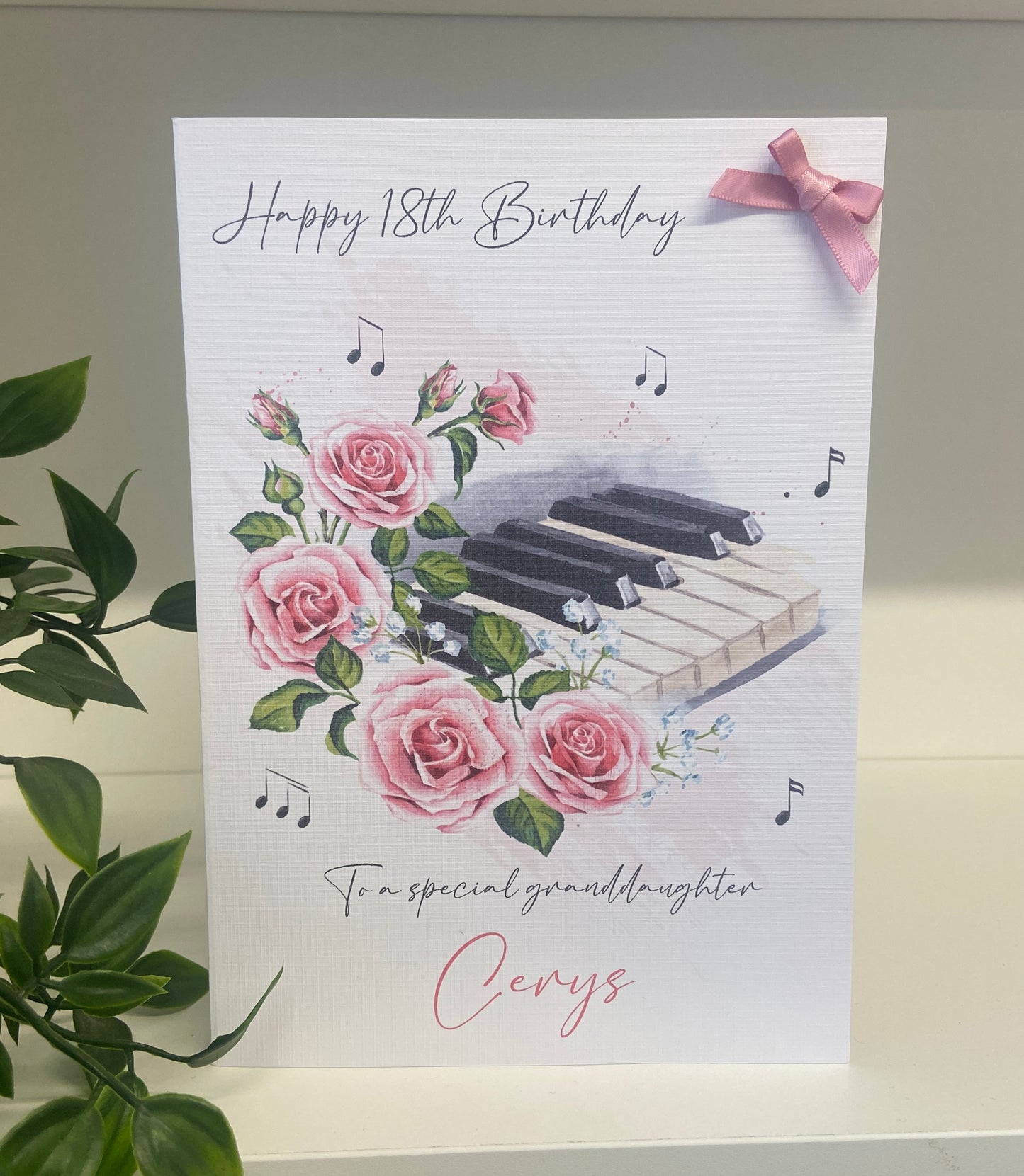 Personalised Birthday Card Female Music Piano