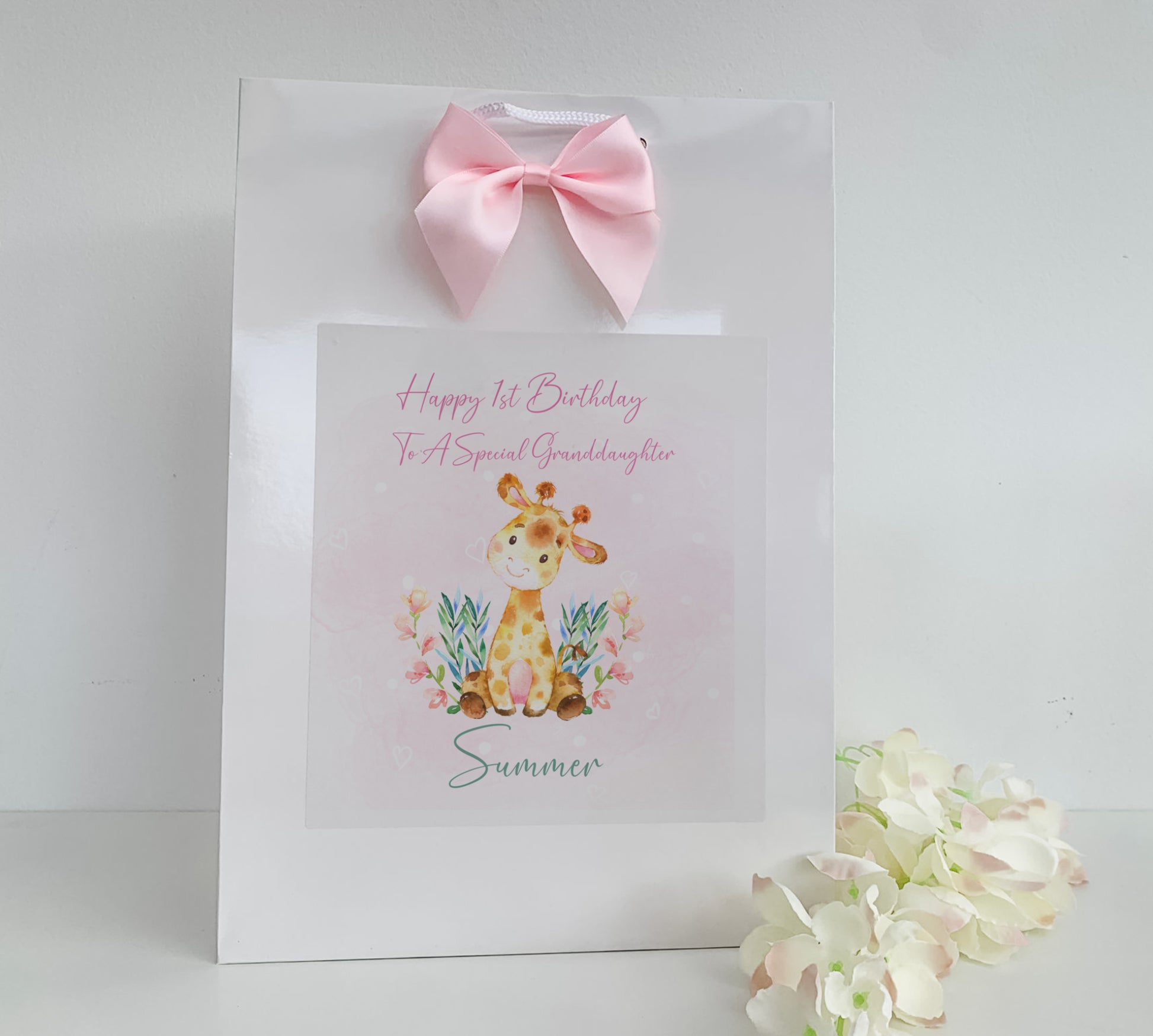 a card with a picture of a giraffe on it