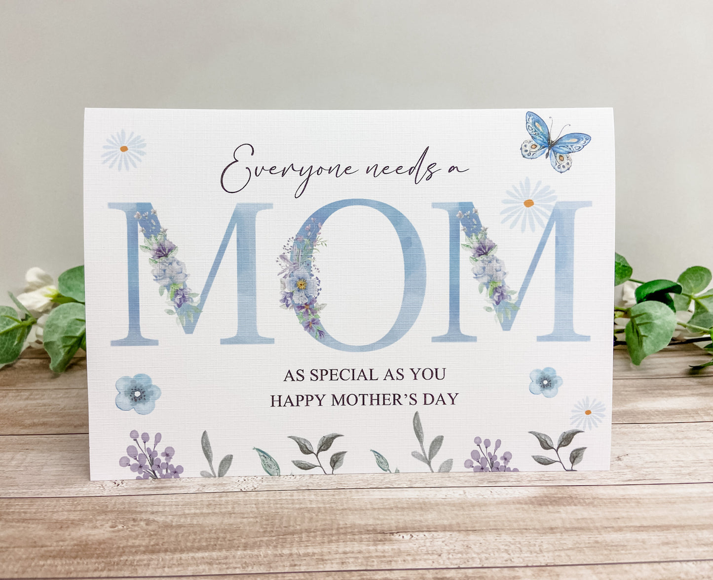 Personalised Mother's Day Card Blue Floral
