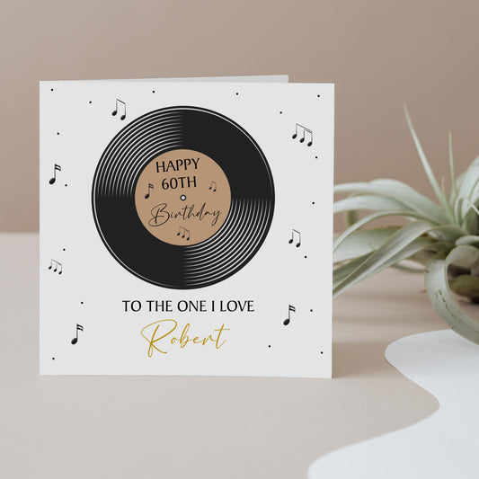 a birthday card with a record on it