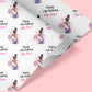 a birthday wrapping paper with a picture of a girl