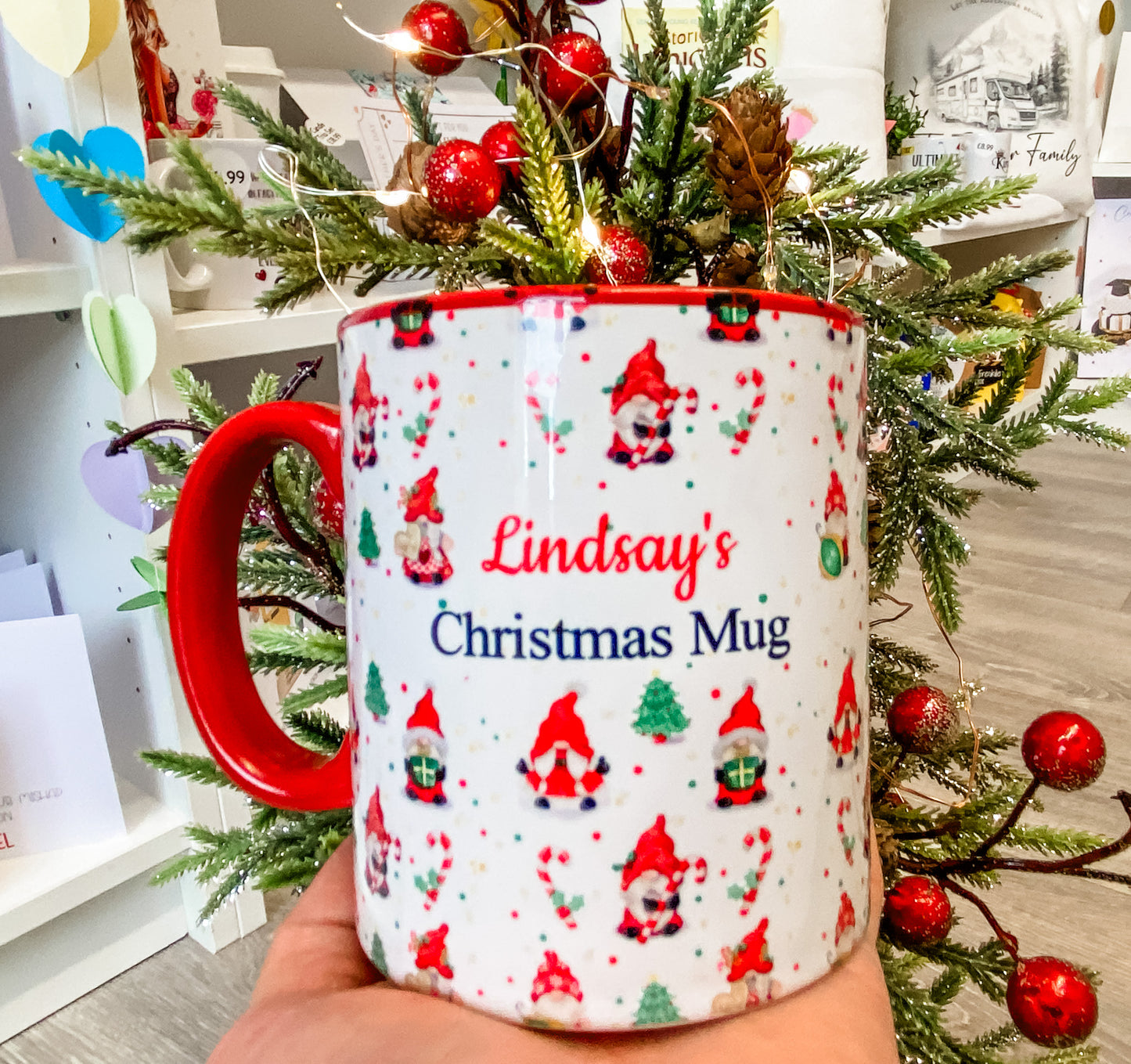 Personalised Christmas Gonk Mug, Stocking Filler, Christmas Eve Box, Hot Chocolate Mug