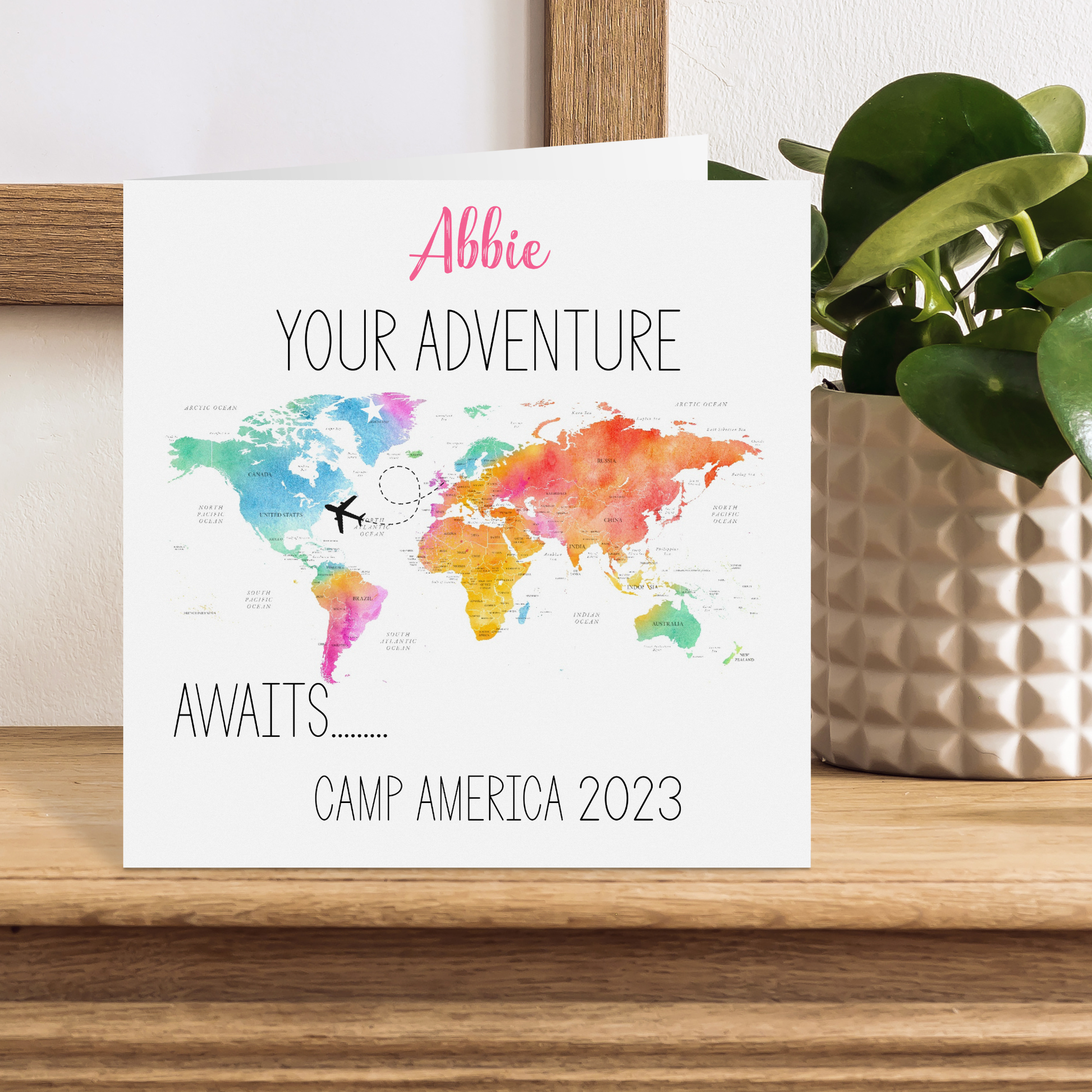 a card with a map of the world on it