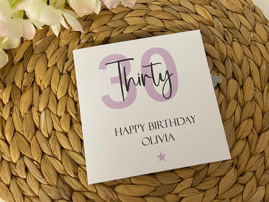 Personalised Birthday Card Lilac Age Star