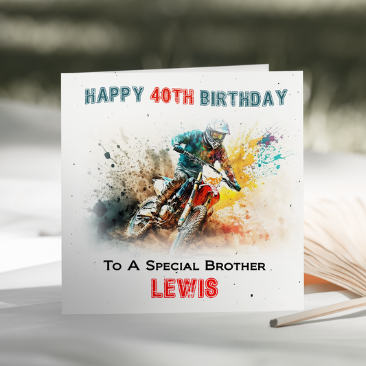Personalised Birthday Card Motocross Bike