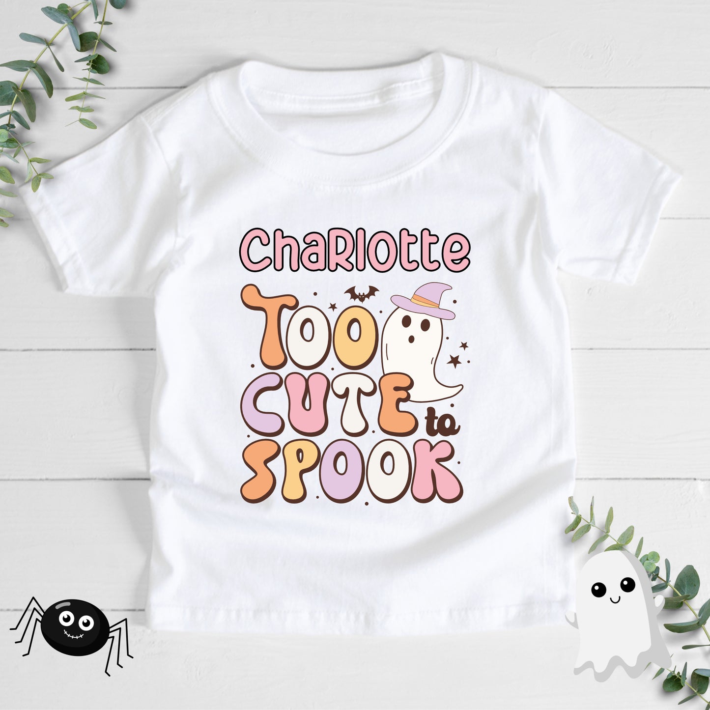 Personalised Custom Halloween T Shirt, Halloween Gift, Halloween Outfit, Too Cute To Spook Ghost