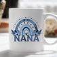 Personalised Mother's Day Mug - Blue Floral Rainbow