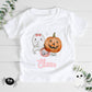 Personalised Custom Halloween T Shirt, Halloween Gift, Halloween Outfit, Cute Ghost Pumpkin Pink Blue