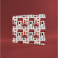 a box with a pattern of buses and trees on it
