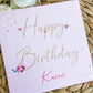 Personalised Birthday Card Gold Happy Birthday Pink Background