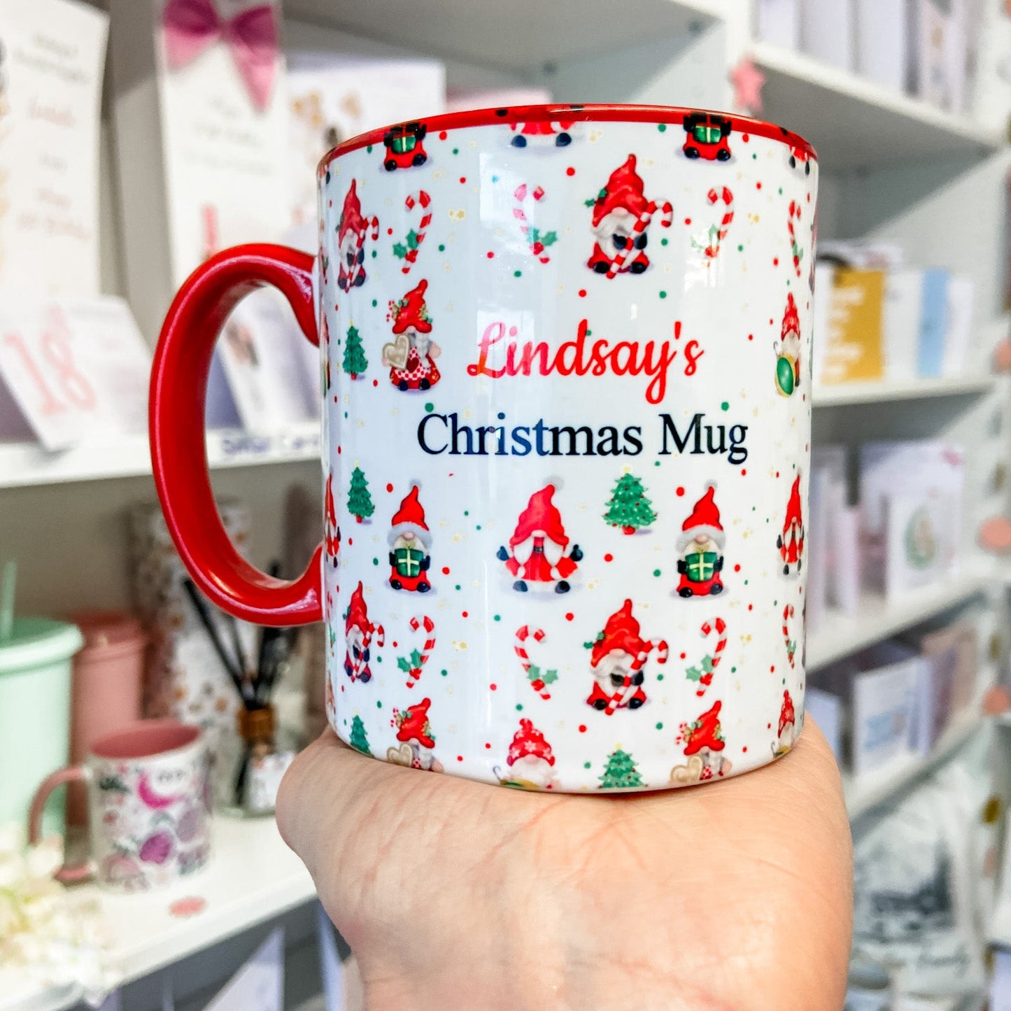 Personalised Christmas Gonk Mug, Stocking Filler, Christmas Eve Box, Hot Chocolate Mug