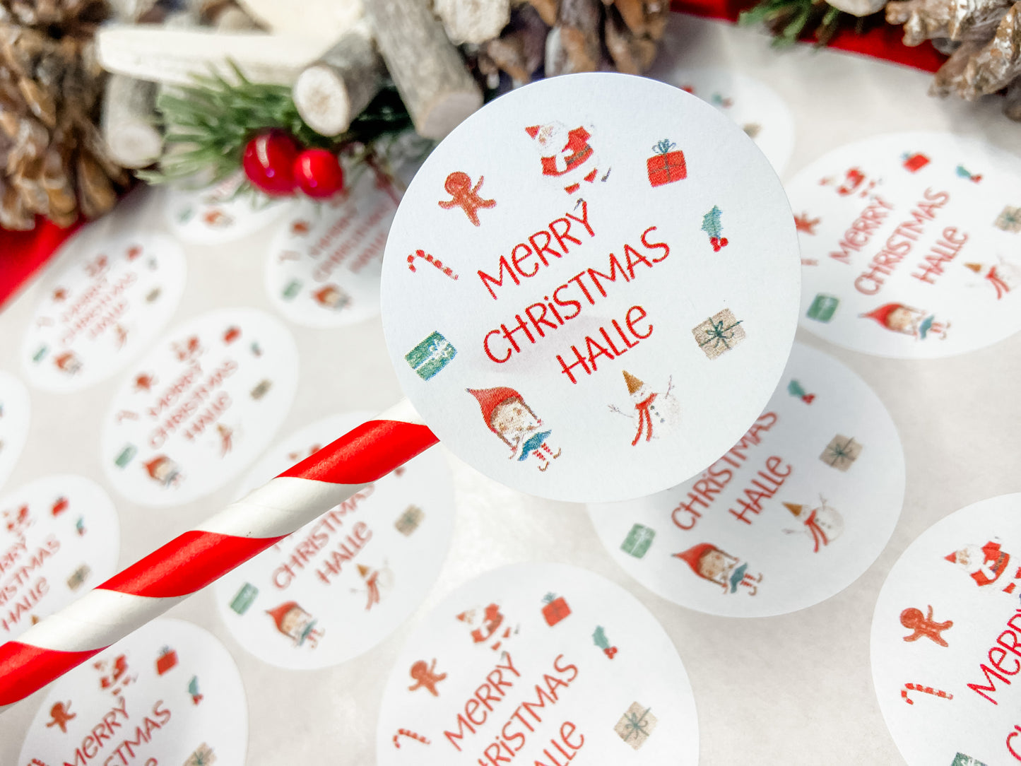 Personalised Christmas Name Stickers Elf Boy Girl For Gift Wrapping
