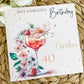 Personalised Birthday Card Peach Floral Cocktail