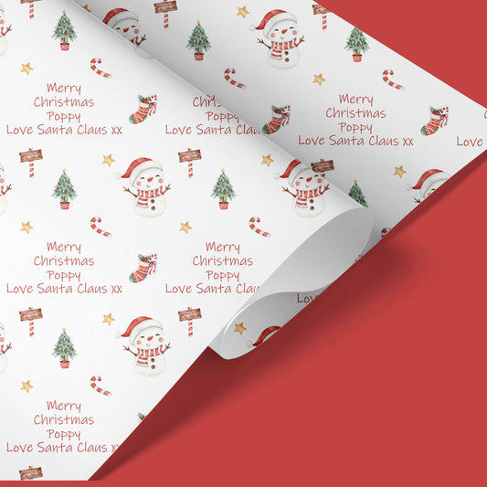 Personalised Christmas Wrapping Paper Snowman