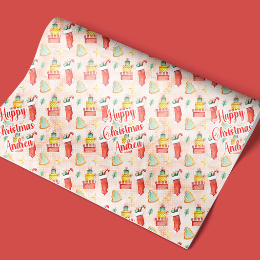 Personalised Christmas Wrapping Paper Christmas Stocking
