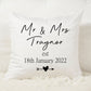 Personlaised Newlyweds Cushion Mr & Mrs, Mrs & Mrs, Mr & Mr