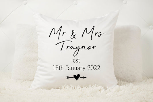 Personlaised Newlyweds Cushion Mr & Mrs, Mrs & Mrs, Mr & Mr