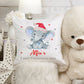Personalised First Christmas Cushion Boy or Girl Watercolour Elephant, Gift, Home Decor